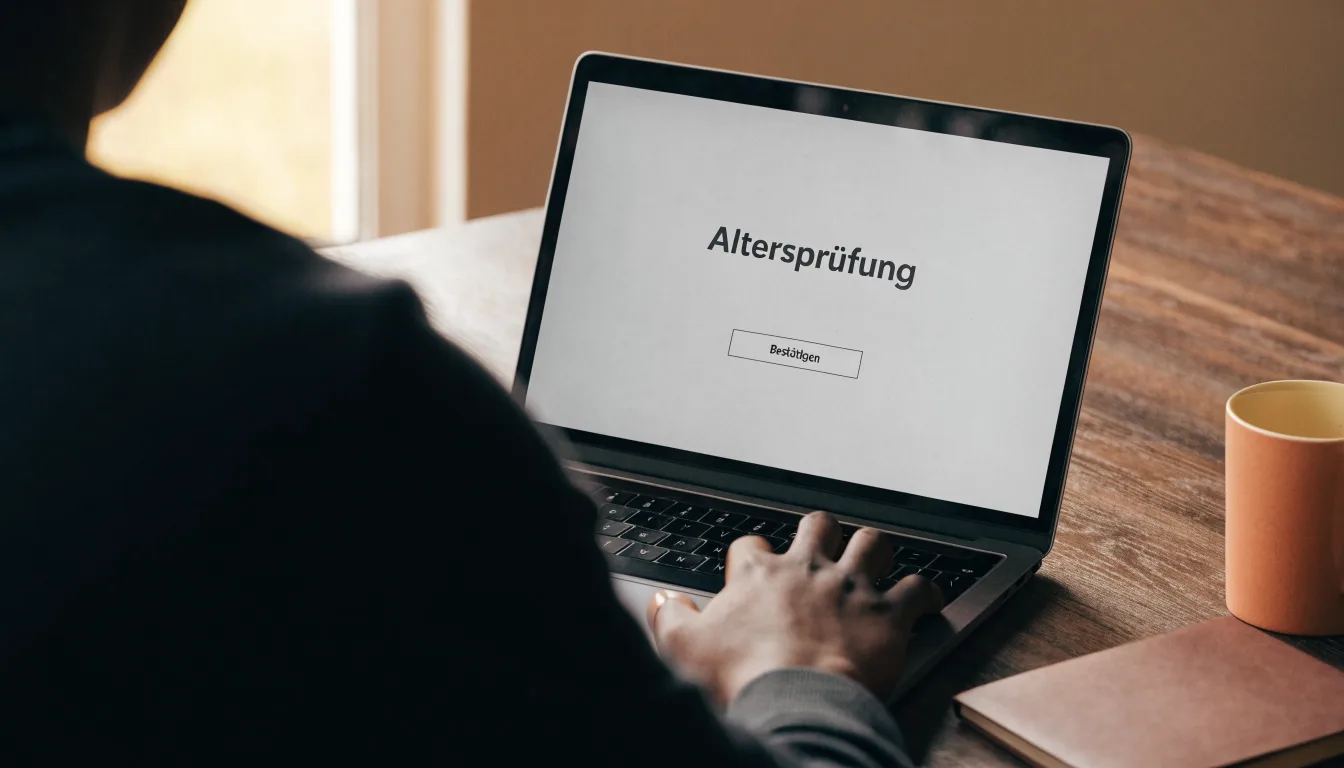 Eine Waage aus Messing steht neben einer Lupe auf einem polierten Schreibtisch.